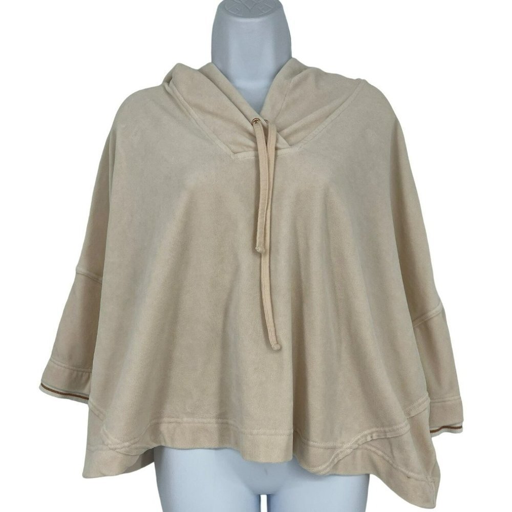 Anthropologie‎ Saturday Sunday Short Sleeve Double Cuff Pink Velour Hoodie Sz M